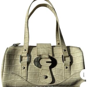 Vintage Guess Beige Crocodile Embossed Satchel